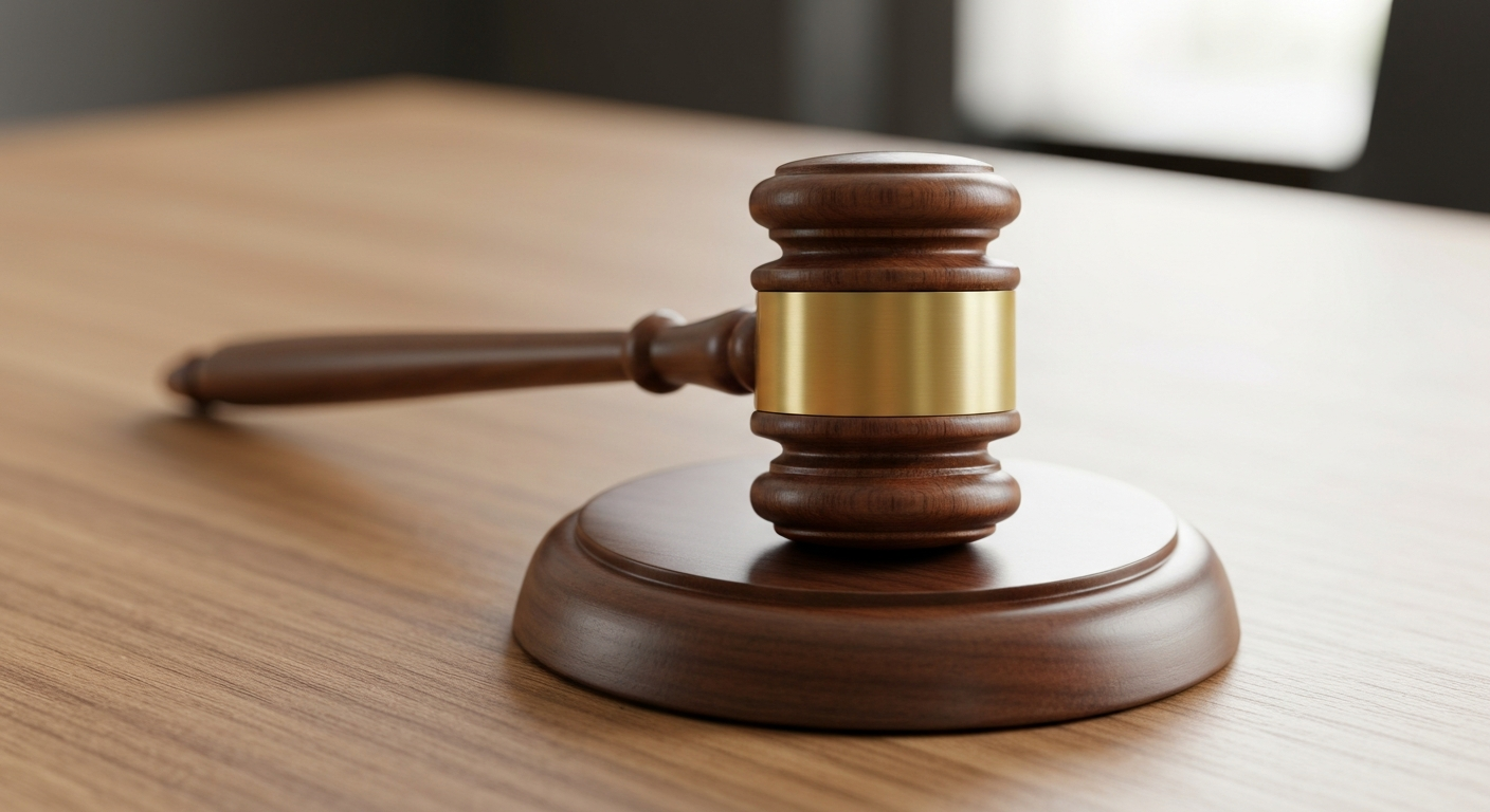 民事訴訟による解決を象徴する、裁判官が使う木槌と法律書類。