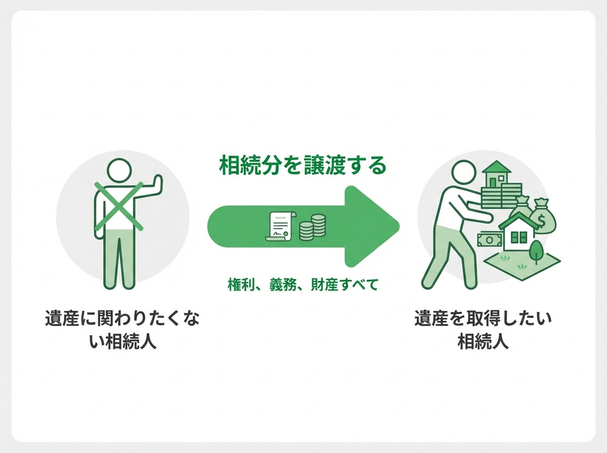 相続分譲渡の仕組みを分かりやすく解説した図。